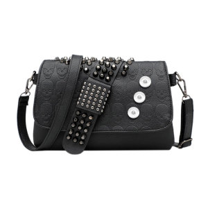 Women's bag chain rivet black skull shoulder bag diagonal bag women fit 18mm snap button jewelry