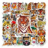 50 tiger graffiti stickers, personalized cross-border cool animal DIY motorcycle luggage waterproof stickers