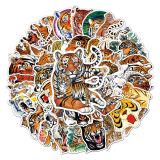 50 tiger graffiti stickers, personalized cross-border cool animal DIY motorcycle luggage waterproof stickers