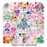 50 cartoon castle graffiti stickers cute girl heart ins wind children's stickers DIY skateboard suitcase stickers
