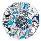 50 shark stickers, personalized cross-border ferocious marine creature stickers, DIY skateboard water cup luggage stickers