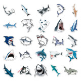 50 shark stickers, personalized cross-border ferocious marine creature stickers, DIY skateboard water cup luggage stickers