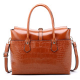 Fashion crocodile pattern single shoulder diagonal large briefcase