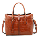 Fashion crocodile pattern single shoulder diagonal large briefcase