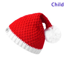 Knitted woolen hat for Santa Claus in autumn and winter, children's Christmas hat fit 18mm snap button jewelry