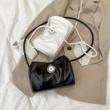 Pleated bag women's single shoulder diagonal bag fit 18mm snap button jewelry