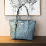 Retro fashion large capacity single shoulder bag rivet simple tote bag fit 18mm snap button jewelry