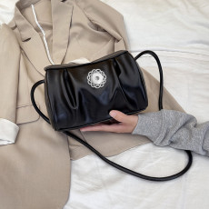 Pleated bag women's single shoulder diagonal bag fit 18mm snap button jewelry