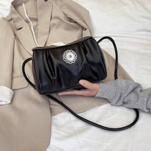 Pleated bag women's single shoulder diagonal bag fit 18mm snap button jewelry