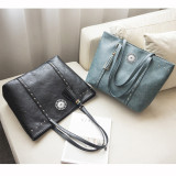Retro fashion large capacity single shoulder bag rivet simple tote bag fit 18mm snap button jewelry