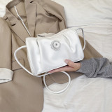 Pleated bag women's single shoulder diagonal bag fit 18mm snap button jewelry