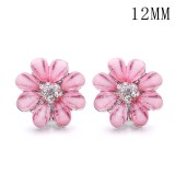 Flowers 12MM Rhinestone snap silver plated  interchangable snaps jewelry