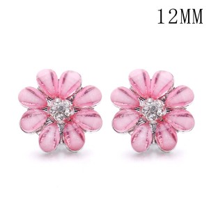 Flowers 12MM Rhinestone snap silver plated  interchangable snaps jewelry