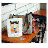 Ribbon bucket type mother and daughter bag portable single shoulder bag two-piece matte fabric bag fit 18mm snap button jewelry