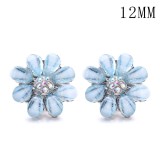 Flowers 12MM Rhinestone snap silver plated  interchangable snaps jewelry