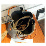 Ribbon bucket type mother and daughter bag portable single shoulder bag two-piece matte fabric bag fit 18mm snap button jewelry