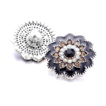 20MM Flowers rhinestone design  Metal snap buttons