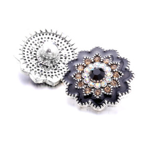 20MM Flowers rhinestone design  Metal snap buttons