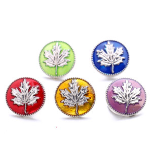 20MM  Maple leaf design enamel  Metal snap buttons