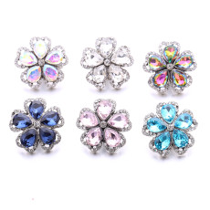 20MM Flowers rhinestone design  Metal snap buttons