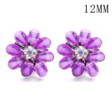 Flowers 12MM Rhinestone snap silver plated  interchangable snaps jewelry