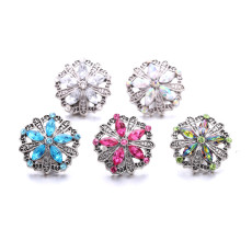 20MM Flowers rhinestone design  Metal snap buttons