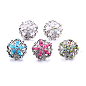 20MM Flowers rhinestone design  Metal snap buttons