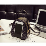 Small round bag rhombus embroidery thread handbag large capacity one-shoulder diagonal bag fit 18mm snap button jewelry