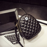 Small round bag rhombus embroidery thread handbag large capacity one-shoulder diagonal bag fit 18mm snap button jewelry