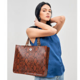 Snake print tote bag simple fashion single shoulder ladies bag fit 18mm snap button jewelry