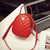 Small round bag rhombus embroidery thread handbag large capacity one-shoulder diagonal bag fit 18mm snap button jewelry