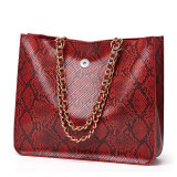 Snake print tote bag simple fashion single shoulder ladies bag fit 18mm snap button jewelry