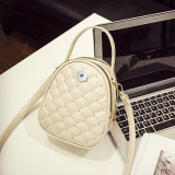 Small round bag rhombus embroidery thread handbag large capacity one-shoulder diagonal bag fit 18mm snap button jewelry