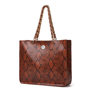 Snake print tote bag simple fashion single shoulder ladies bag fit 18mm snap button jewelry