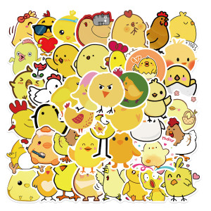 50 cute little yellow chicken stickers stickers decorative luggage laptop waterproof removable stickers