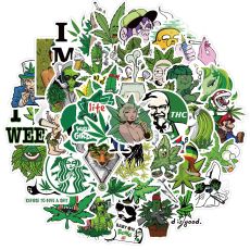 50 spoof characters, leaf stickers, decorative suitcases, notebooks, waterproof and removable stickers