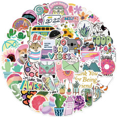 50 cartoon cute pink stickers decorative suitcase notebook waterproof detachable stickers