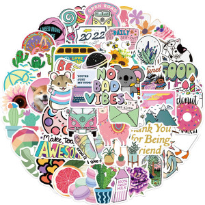 50 cartoon cute pink stickers decorative suitcase notebook waterproof detachable stickers