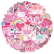 50 cartoon pink college style stickers stickers decorative suitcase notebook waterproof removable stickers