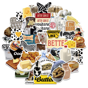 50 pieces of milk butter stickers to decorate the suitcase notebook waterproof removable stickers