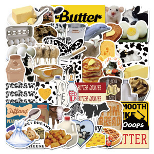 50 pieces of milk butter stickers to decorate the suitcase notebook waterproof removable stickers