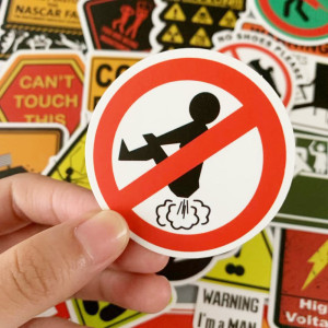 50 warning sign stickers personalized motorcycle trolley case stickers cartoon waterproof stickers