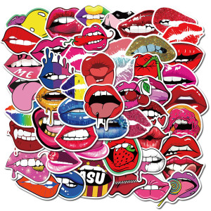 50 sexy lips stickers personality motorcycle trolley case stickers cartoon waterproof stickers
