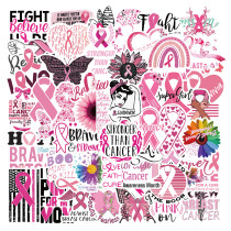 50 cartoon pink ribbon stickers decorative suitcase notebook waterproof removable stickers