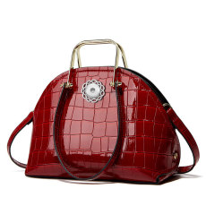 Stone pattern shell bag net celebrity all-match single shoulder bag lacquered red wedding bag bridal bag fit 18mm snap button jewelry