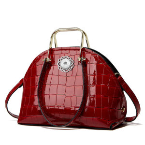 Stone pattern shell bag net celebrity all-match single shoulder bag lacquered red wedding bag bridal bag fit 18mm snap button jewelry