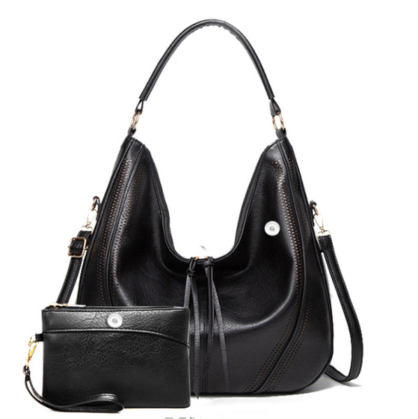 Hollow ladies casual large-capacity one-shoulder messenger handbag fit 18mm snap button jewelry