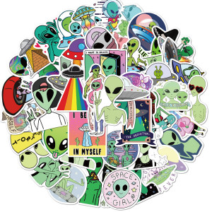 50Pcs alien  graffiti stickers decorative suitcase notebook waterproof detachable stickers