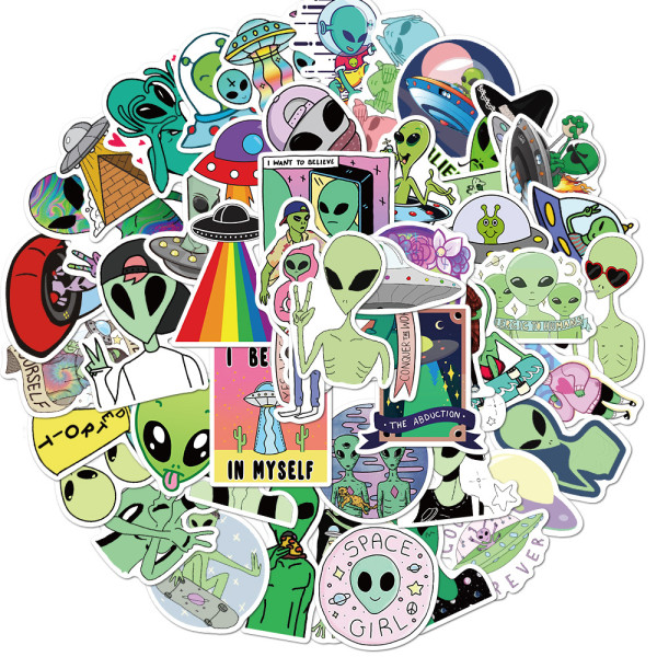 50Pcs alien  graffiti stickers decorative suitcase notebook waterproof detachable stickers