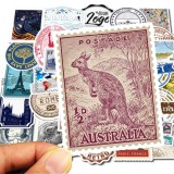 50pcs Vintage travel stamp graffiti stickers decorative suitcase notebook waterproof detachable stickers